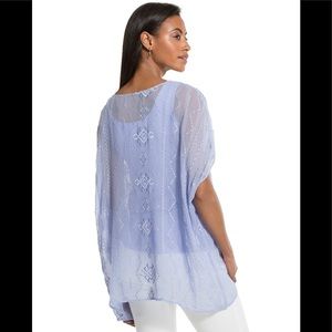 Chicos sheer embroidered poncho. Lavender. Small